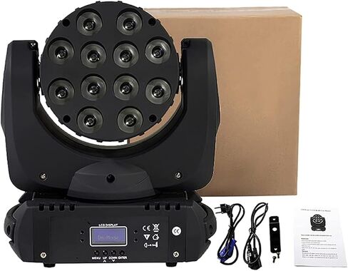 SHEHDS Moving Head Light Wash LED 12x12W RGBW 4in1 DJ Lights Lighting Professional 9/16 Channels DMX512 Sound Activated Strobe Effect Stage Lights for Christmas Events Night Clubs Disco KTV Bar in Kuwait