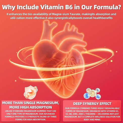 Magnesium Taurate Gummies, 1000mg Complex Magnesium Taurate Glycinate Citrate Gummies -High Absorption & Sugar Free, Muscle,Sleep and Heart Health Support, Vegan, Gluten Free, 60 Counts in Saudi Arabia