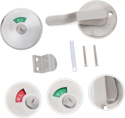 TEHAUX Stainless Steel Bathroom Indicator Lock Vacant Occupied Privacy Handle Latch for Public Restroom Doors Toilet Partition Lock with Engaged Status for Enhanced Security in Saudi Arabia