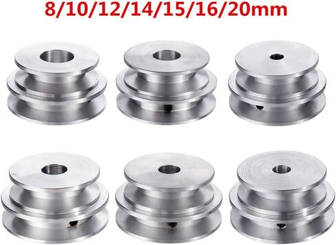 1pc Aluminum Alloy Double Groove 60mm /50MM Pulley Wheel 8-20MM Fixed Bore Pulley for Motor Shaft 10MM Round Belt (Size : 20MM, Color : 1PC) in Saudi Arabia