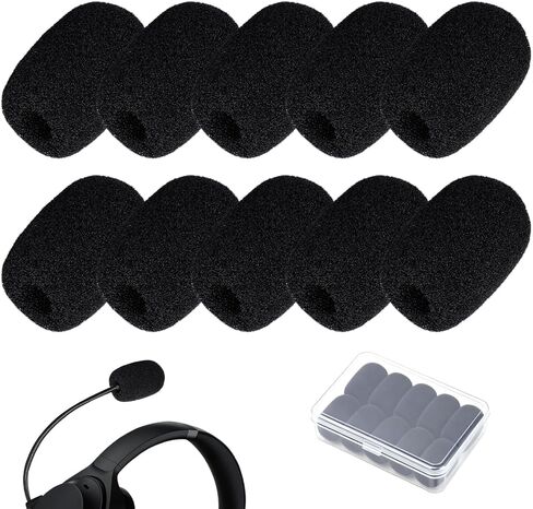 10 قطعة غطاء ميكروفون لطية صدر السترة أسود سماعة ميكروفون يغطي رغوة Lavalier ميكروفون الزجاج الأمامي لميكروفون سماعة الرأس للحد من الضوضاء in Kuwait