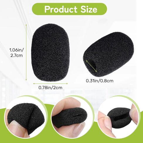 10 قطعة غطاء ميكروفون لطية صدر السترة أسود سماعة ميكروفون يغطي رغوة Lavalier ميكروفون الزجاج الأمامي لميكروفون سماعة الرأس للحد من الضوضاء in Kuwait