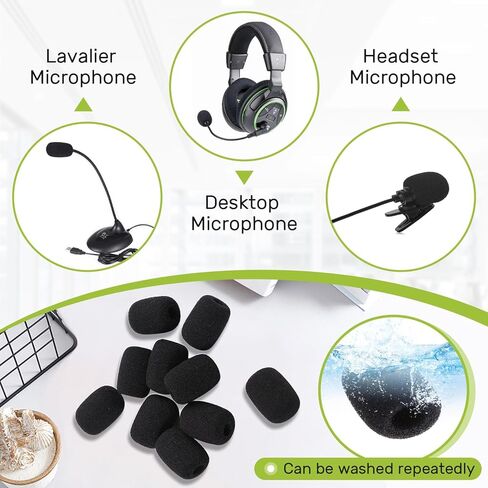 10 قطعة غطاء ميكروفون لطية صدر السترة أسود سماعة ميكروفون يغطي رغوة Lavalier ميكروفون الزجاج الأمامي لميكروفون سماعة الرأس للحد من الضوضاء in Kuwait