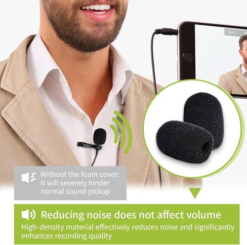 10 قطعة غطاء ميكروفون لطية صدر السترة أسود سماعة ميكروفون يغطي رغوة Lavalier ميكروفون الزجاج الأمامي لميكروفون سماعة الرأس للحد من الضوضاء in Kuwait