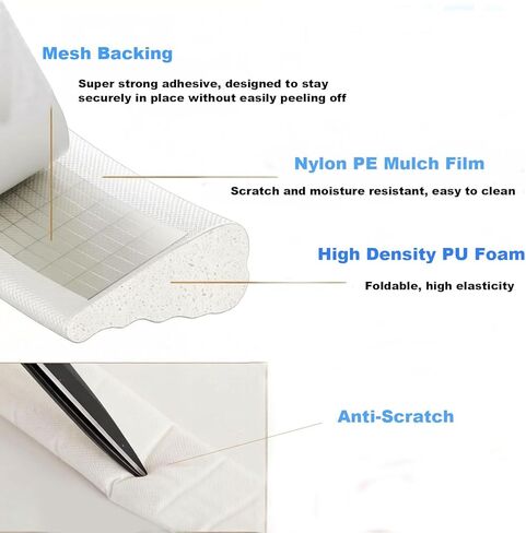 سدادة باب لتجريد الطقس من الفوم على شكل حرف V، أبيض بطول 20 قدم، سدادة مسودة، عزل للفجوات، عازل للصوت، ذاتي اللصق، مقاوم للماء ومقاوم للطقس للأبواب الخارجية والداخلية in Kuwait