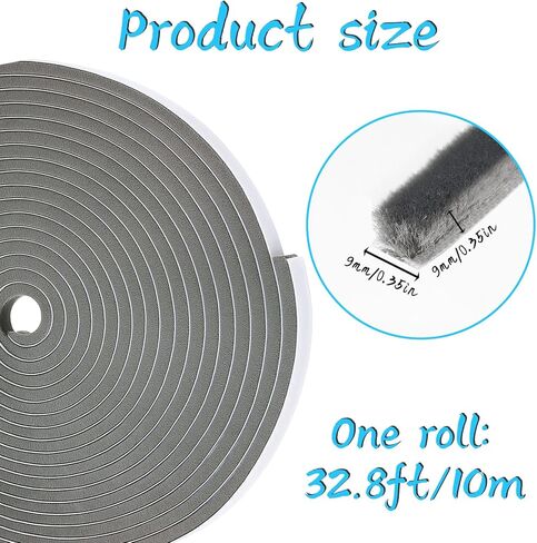 33Ft Weather Stripping Window Door Seal Strip for Door Frame Adhesive Noise Reduction Window Inserts Pile Weather Stripping Weatherstrip Felt Tape 0.35x0.35in Soundproofing for Doors in Saudi Arabia