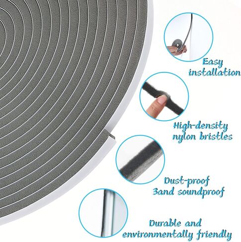 33Ft Weather Stripping Window Door Seal Strip for Door Frame Adhesive Noise Reduction Window Inserts Pile Weather Stripping Weatherstrip Felt Tape 0.35x0.35in Soundproofing for Doors in Saudi Arabia