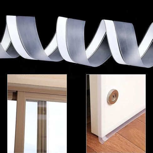 1 Roll 25mm Semi Transparent Color 5-Meter Silicone Door and Window Sealing Strip, Glass Door Windproof and Self-Adhesive Adhesive, Multifunctional Bottom Strip in Saudi Arabia
