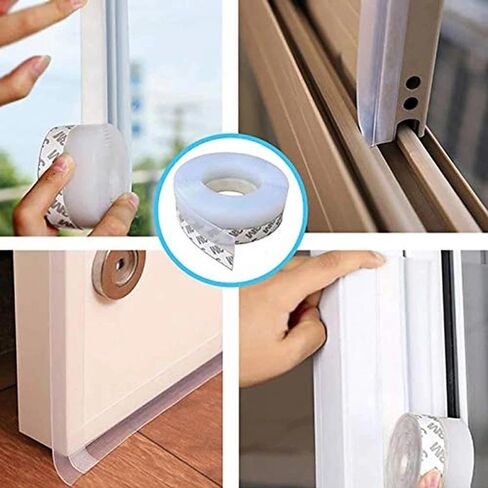 1 Roll 25mm Semi Transparent Color 5-Meter Silicone Door and Window Sealing Strip, Glass Door Windproof and Self-Adhesive Adhesive, Multifunctional Bottom Strip in Saudi Arabia