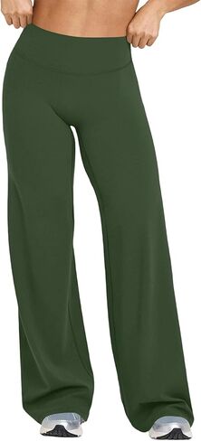 Womens Flared Yoga Pants High Waisted Tummy Control Stretch Leggings Bootcut Bell Bottom Workout Gym Dress Pants in Saudi Arabia