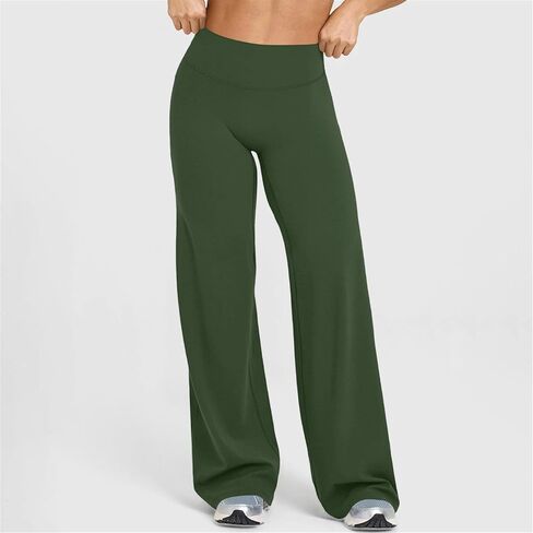 Womens Flared Yoga Pants High Waisted Tummy Control Stretch Leggings Bootcut Bell Bottom Workout Gym Dress Pants in Saudi Arabia