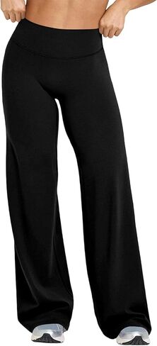 سراويل اليوغا النسائية المتوهجة عالية الخصر للتحكم في البطن بنطال ضيق متمدد Bootcut جرس أسفل تجريب الصالة الرياضية فستان السراويل in Kuwait