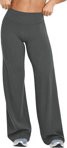 Womens Flared Yoga Pants High Waisted Tummy Control Stretch Leggings Bootcut Bell Bottom Workout Gym Dress Pants in Saudi Arabia