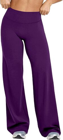 Womens Flared Yoga Pants High Waisted Tummy Control Stretch Leggings Bootcut Bell Bottom Workout Gym Dress Pants in Saudi Arabia