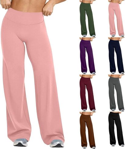 Womens Flared Yoga Pants High Waisted Tummy Control Stretch Leggings Bootcut Bell Bottom Workout Gym Dress Pants in Saudi Arabia