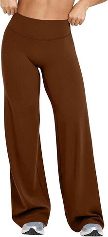 Womens Flared Yoga Pants High Waisted Tummy Control Stretch Leggings Bootcut Bell Bottom Workout Gym Dress Pants in Saudi Arabia