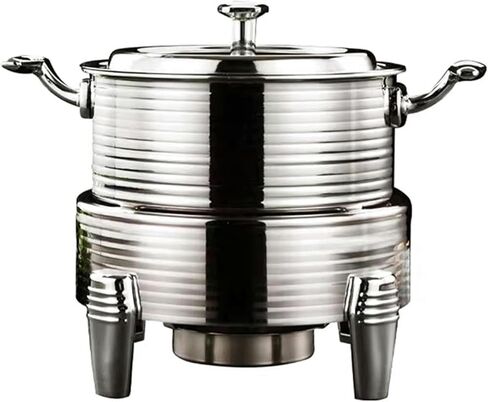 Catering Buffet Servers and Heaters - Stainless Steel Hot Pot Buffet Set, Hot Plate Buffet Set, Food Warmer for Catered Events, Round Hot Pot Buffet Set,Silver-28cm (Gold 18cm in Saudi Arabia