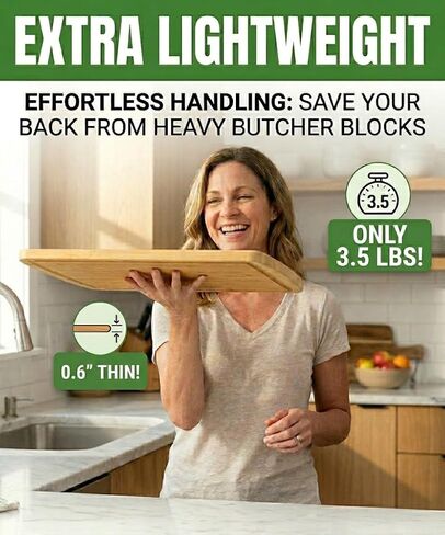 Greener Chef Luxury Bamboo Cutting Board (Extra Large) with Vertical Grain Strength Technology - Non Toxic, Spacious and Lightweight 18" XL Chopping Board Gift - Replacements for Life in Saudi Arabia