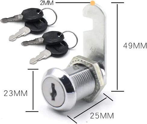 Letter Box Cam Cylinder Locks Door Cabinet Mailbox Drawer Cupboard with 2 Keys 16mm 25mm 30mm 1Pcs(25mm) in Saudi Arabia