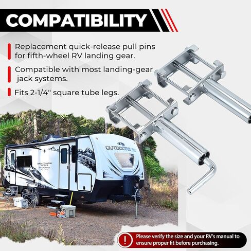 RV Fifth Wheel Landing Gear Quick Release Pull Pins, 2 Pack Spring-Loaded 3/8" Pin Fits 7/16" Hole, Bolt-On Installation, Replace OEM #308287, Zinc Plated in Kuwait