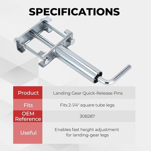 RV Fifth Wheel Landing Gear Quick Release Pull Pins, 2 Pack Spring-Loaded 3/8" Pin Fits 7/16" Hole, Bolt-On Installation, Replace OEM #308287, Zinc Plated in Kuwait