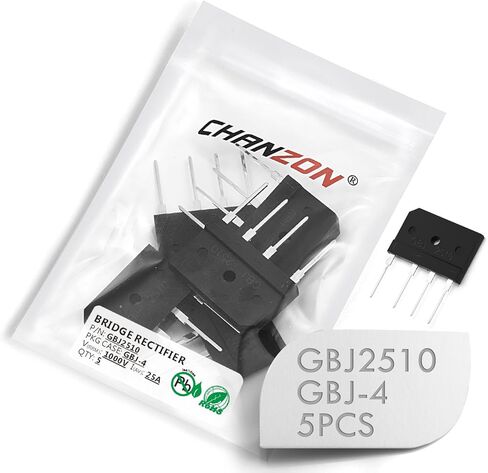 (Pack of 5 Pieces) Chanzon GBJ2510 Bridge Rectifier Diode 25A 1000V GBJ-4 (SIP-4) Single Phase, Full Wave 25 Amp 1000 Volt Electronic Silicon Diodes in Saudi Arabia