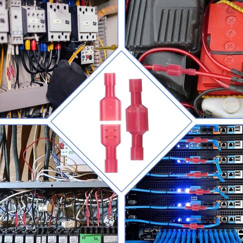 مجموعة موصلات بأسمائها الحقيقية من النايلون، 100 قطعة، باللون الأحمر 22-18 Awg معزولة للذكور والإناث، محطات تجعيد الأسلاك الكهربائية، قطع سريع، موصلات الأسلاك للتطبيق الصناعي للقوارب الآلية in Saudi Arabia