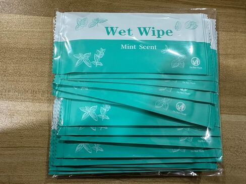 Hand Wipes Individually Wrapped, 50 Pcs Travel Wet Wipes, Alcohol-Free, Gentle for Hands and Face, Suitable for Wedding, Party, Barbecue, Mint Scent in Kuwait