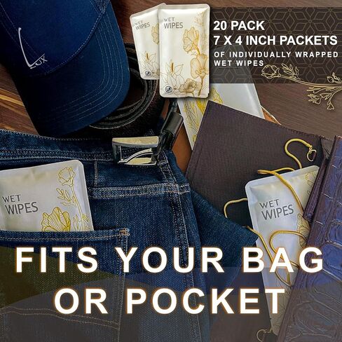 – Extra Thick Microfiber Body Wipes (20 Count) | Individually Wrapped, Unscented | Cleansing Wipes for Gym, Golf, Travel & Sensitive Skin in Kuwait