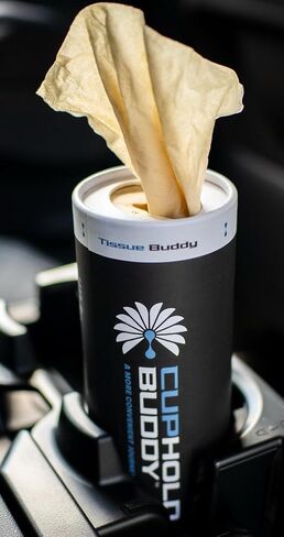 مناديل حامل أكواب السيارة المصنوعة من الخيزران من كوبهولد بادي، علبة مناديل السيارة القابلة لإعادة الملء بثلاث طبقات، خالية من البلاستيك وغير سامة، تناسب معظم حاملات أكواب السيارات، صديقة للبيئة، عبوة من 4 قطع in Kuwait