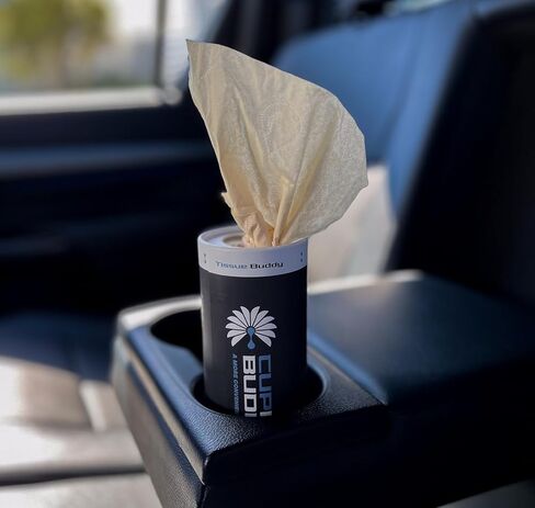 مناديل حامل أكواب السيارة المصنوعة من الخيزران من كوبهولد بادي، علبة مناديل السيارة القابلة لإعادة الملء بثلاث طبقات، خالية من البلاستيك وغير سامة، تناسب معظم حاملات أكواب السيارات، صديقة للبيئة، عبوة من 4 قطع in Kuwait