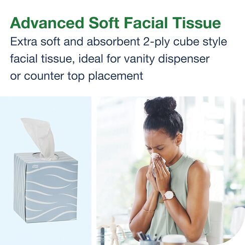 Tork Soft Facial Tissue Cube Box White, Advanced, 2-Ply, 36 x 86 Sheets, 6830100 in Saudi Arabia