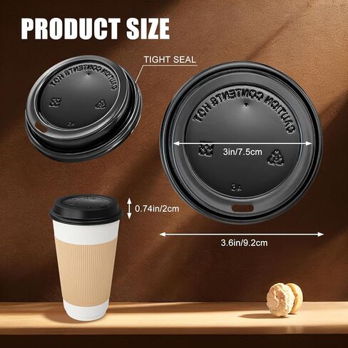 100 قطعة من أغطية أكواب القهوة، أغطية قبة سوداء مقاس 90 مم لأكواب القهوة 10،12،16، 20، 22 أونصة، أغطية أكواب بلاستيكية للاستعمال مرة واحدة للأكواب الورقية، أغطية قبة للمشروبات الساخنة والباردة in Kuwait