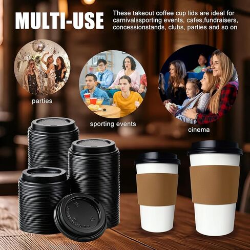 100 قطعة من أغطية أكواب القهوة، أغطية قبة سوداء مقاس 90 مم لأكواب القهوة 10،12،16، 20، 22 أونصة، أغطية أكواب بلاستيكية للاستعمال مرة واحدة للأكواب الورقية، أغطية قبة للمشروبات الساخنة والباردة in Kuwait