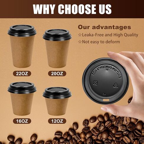 100 قطعة من أغطية أكواب القهوة، أغطية قبة سوداء مقاس 90 مم لأكواب القهوة 10،12،16، 20، 22 أونصة، أغطية أكواب بلاستيكية للاستعمال مرة واحدة للأكواب الورقية، أغطية قبة للمشروبات الساخنة والباردة in Kuwait
