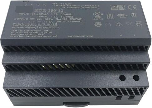 Generic HDR-150-12 12V 12.5A 150W Slim DIN Rail Power Supply for Home & Building Automation, Black, YS-HDR-150-12 in Saudi Arabia