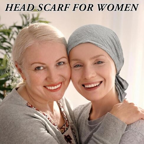 6 Pcs Womens Pre-Tied Head Scarves Slip On Chemo Headwear Turbans Beanie Caps Head Wrap Headscarf Multi in Kuwait