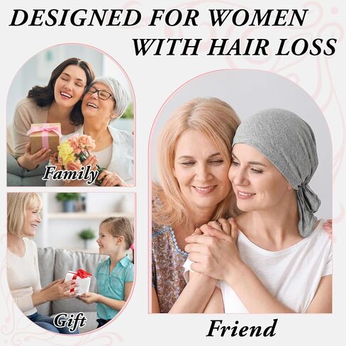 6 Pcs Womens Pre-Tied Head Scarves Slip On Chemo Headwear Turbans Beanie Caps Head Wrap Headscarf Multi in Kuwait