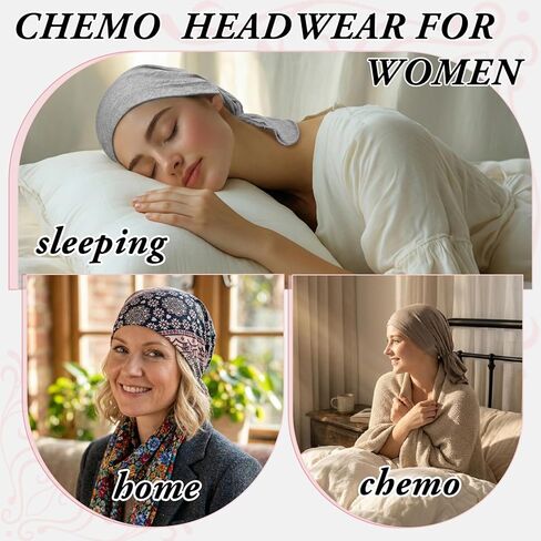 6 Pcs Womens Pre-Tied Head Scarves Slip On Chemo Headwear Turbans Beanie Caps Head Wrap Headscarf Multi in Kuwait