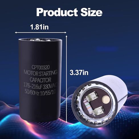 CPT00320 Capacitor 176-216 MFD 330V AC | Compatible with Trane & American Standard Units, Heat Pump and HVAC Systems | Round Dual Run Circular Motor Capacitor in Kuwait