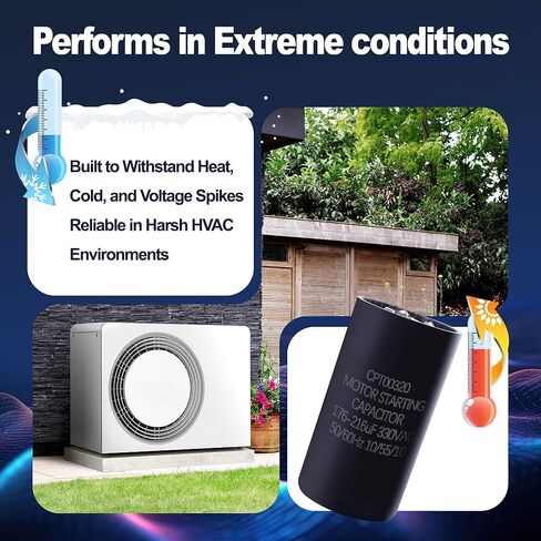 CPT00320 Capacitor 176-216 MFD 330V AC | Compatible with Trane & American Standard Units, Heat Pump and HVAC Systems | Round Dual Run Circular Motor Capacitor in Kuwait