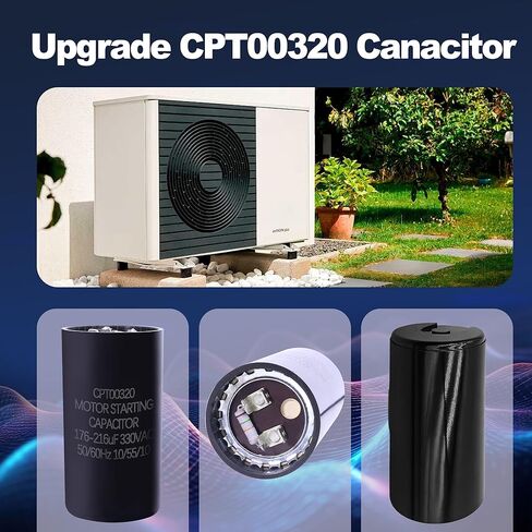 CPT00320 Capacitor 176-216 MFD 330V AC | Compatible with Trane & American Standard Units, Heat Pump and HVAC Systems | Round Dual Run Circular Motor Capacitor in Kuwait