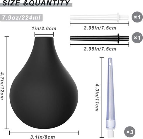 Enema Bulb Kit Anal Douche for Men Women 7.9oz Enema Kit for Colon Cleansing Made of Comfortable Silicone with 5 Nozzles in Saudi Arabia
