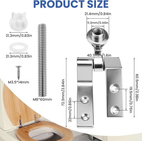 مجموعة واحدة من مفصلات مقعد المرحاض العالمية، مفصلات معدنية مطلية بالكروم، قطع غيار مقعد المرحاض مع براغي وصواميل للحمامات والفنادق والأماكن العامة in Kuwait