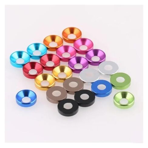 10pcs/lot Aluminum Countersunk Washer M2 M2.5 M3 M4 M5 M6 M8 Colourful Anodized Countersunk Head Bolt Washers Gasket(M2.5 10PCS,Black) in Saudi Arabia