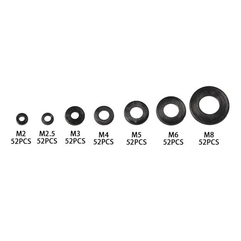 364Pcs Metric M2 M2.5 M3 M4 M5 M6 M8 Black Nylon Rubber Flat Ring Plain Repair Washer Furniture Gasket Assortment Kit in Saudi Arabia