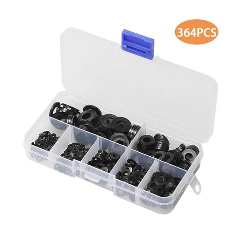 364Pcs Metric M2 M2.5 M3 M4 M5 M6 M8 Black Nylon Rubber Flat Ring Plain Repair Washer Furniture Gasket Assortment Kit in Saudi Arabia
