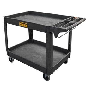 Torin Utility Service Cart, 2-Shelf 500LBS Heavy Duty Plastic Rolling Utility Cart with 360° Swivel Wheels, Lipped Shelves, Ergonomic Storage Handle for Warehouse/Garage/Cleaning/Manufacturing in Kuwait