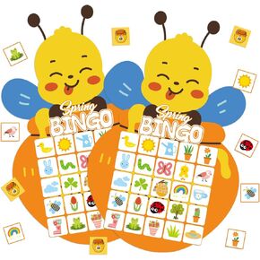 YQUQWN Spring Bee Bingo Game for 24 Players Spring Party Bingo Cards Set Spring Birthday Party Games Activity Holiday Group Game in Kuwait