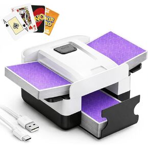 Automatic Card Shuffler Machine for 1-2 Decks, USB-C Rechargeable Electric Card Shuffler with One-Press Operation, Portable Card Dealer for UNO, Phase 10, Skip-Bo, Family Game Nights & Party in Saudi Arabia